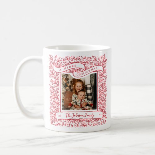 Bountiful Branches Red and White Photo Christmas Coffee Mug