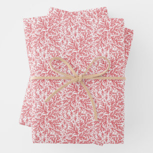 Bountiful Branches Red and White Photo Christmas Wrapping Paper Sheets