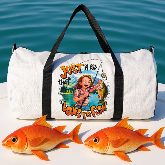 Bountiful Catch: Young Girl With Fish and Fishing  Duffle Bag (Creator Uploaded)