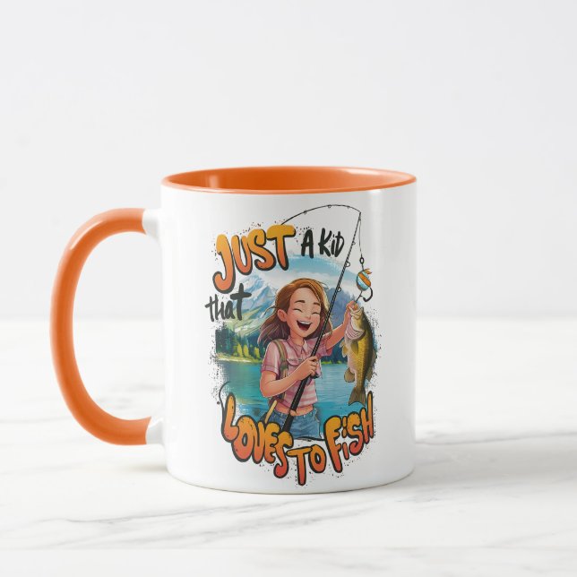 Bountiful Catch: Young Girl With Fish and Fishing  Mug (Left)