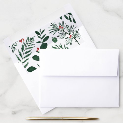 Bountiful Forest  Holiday Botanical Patterned Envelope Liner