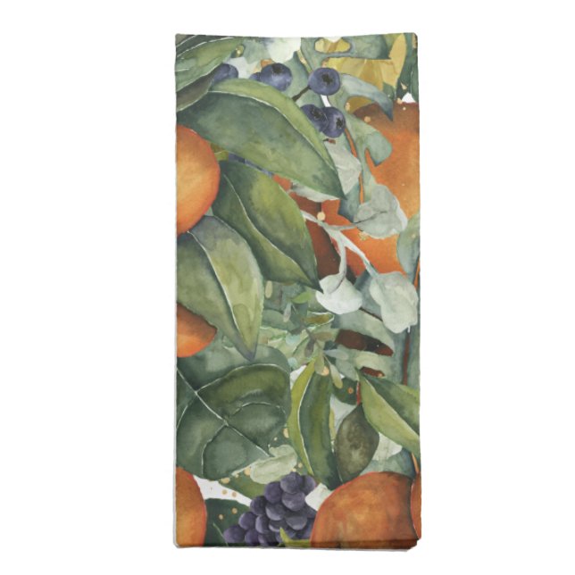 Bountiful Fruit Watercolor Print Cloth Napkin (Folded)