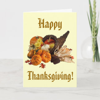 Bountiful Harvest Cornucopia Thanksgiving Holiday Card