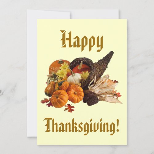 Bountiful Harvest Cornucopia Thanksgiving ZSSG Holiday Card