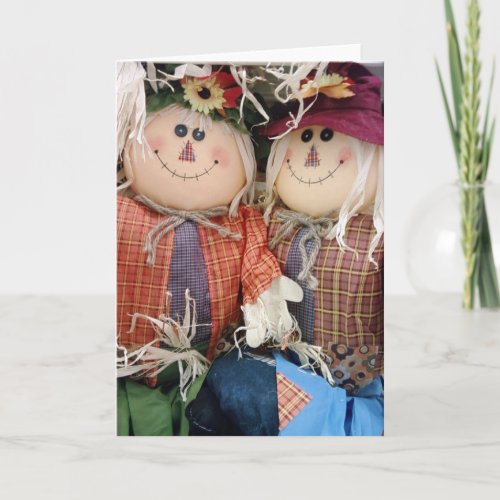 BOUNTIFUL HARVEST SCARECROW COUPLE HOLIDAY CARD