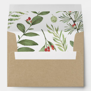 Bountiful Holiday Botanical Kraft Return Address Envelope