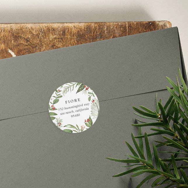 Bountiful | Holiday Return Address Classic Round Sticker (Creator Uploaded)