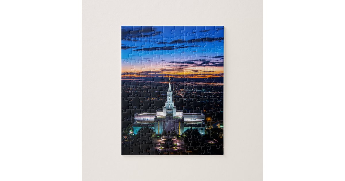 Bountiful Lds Mormon Temple Sunset Jigsaw Puzzle Zazzle