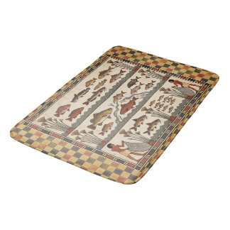 Bountiful Marshes: Ancient Egyptian Fishing Scene Bath Mat