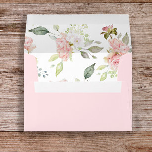 Simple Blush Pink Lined Return Address Envelope