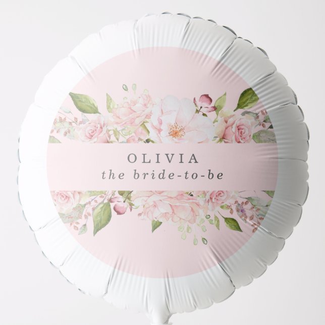 Bountiful Roses Elegant Pink Floral Bridal Shower Balloon (Front)