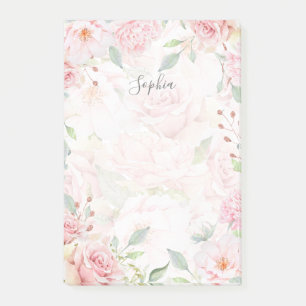Bountiful Roses Elegant Pink Floral Watercolor Post-it Notes
