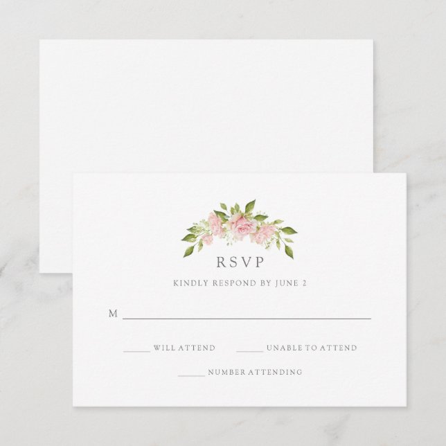 Bountiful Roses | Elegant Pink Floral Wedding RSVP Invitation (Front/Back)