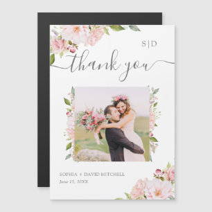 Bountiful Roses Floral Wedding Photo Thank You Magnetic Invitation