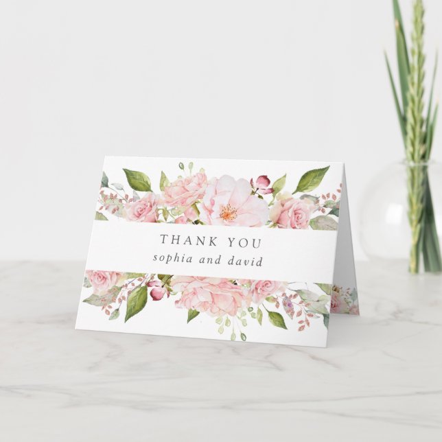 Bountiful Roses | Floral Wedding White Thank You (Front)