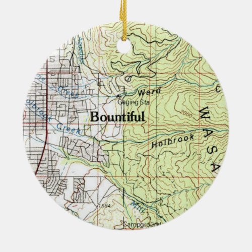 Bountiful Utah Topo Map Ceramic Ornament