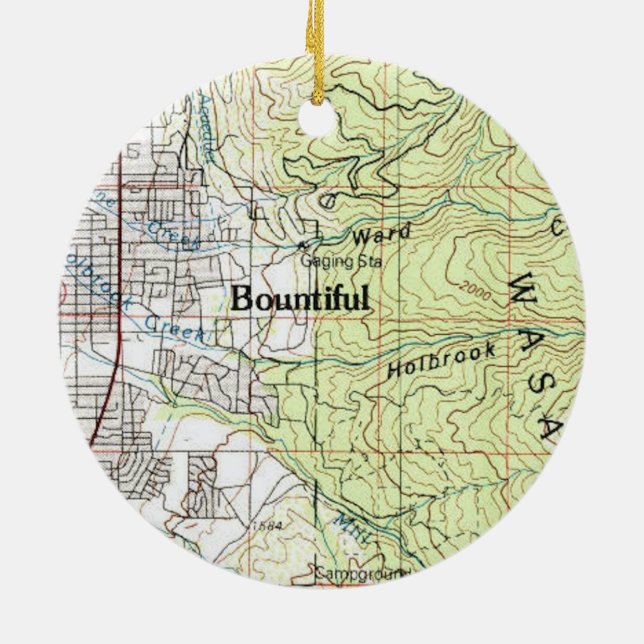 Bountiful Utah Topo Map Ceramic Ornament (Back)