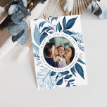 Bountiful | Watercolor Botanical Hanukkah Photo Holiday Card<br><div class="desc">Elegant Hanukkah photo card features a favorite photo surrounded by lush blue botanical foliage and tiny white berries. Personalize with a custom holiday greeting (shown with "wishing you light,  peace and love"),  and your names curved around the photo. Add four additional images to the back,  along with the year.</div>