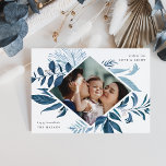Bountiful | Watercolor Botanical Hanukkah Photo Holiday Card<br><div class="desc">Elegant Hanukkah photo card features a favorite photo surrounded by a geometric border of lush blue botanical foliage and tiny white watercolor berries. "Wishing you love and light" appears at the upper right corner,  with your family name aligned at the lower left.</div>