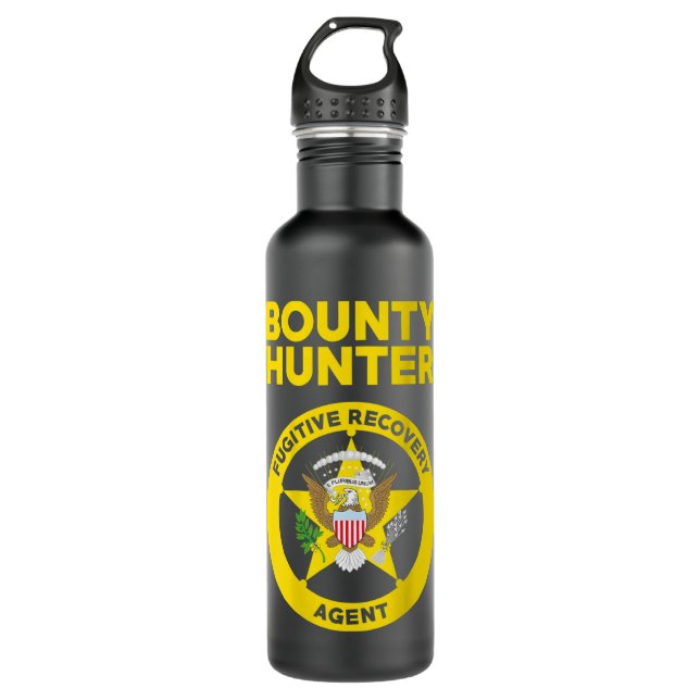 Bounty Hunter Fugitive Recovery Agent Bail Bondsma Stainless Steel Water Bottle (Front)