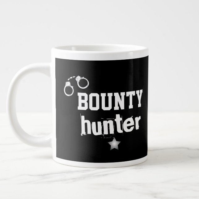 Bounty Hunter Handcuffs Bail Recovery Agent Black Giant Coffee Mug (Left)