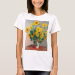 Bouqet of Sunflowers by Claude Monet T-Shirt<br><div class="desc">Oscar-Claude Monet (UK: /ˈmɒneɪ/, US: /moʊˈneɪ, məˈ-/, French: [klod mɔnɛ]; 14 November 1840 – 5 December 1926) was a French painter and founder of impressionist painting who is seen as a key precursor to modernism, especially in his attempts to paint nature as he perceived it.[1] During his long career, he...</div>