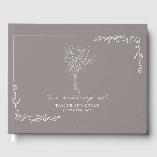 Bouquet Amethyst Gray Wedding Guest Book