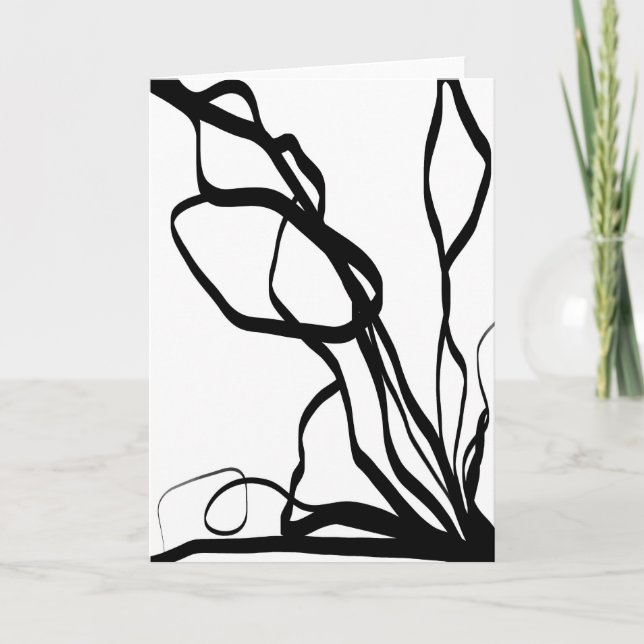 Bouquet Blanc: Abstract White & Black Card (Front)