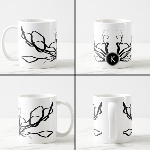 Bouquet Blanc Abstract White  Black Coffee Mug