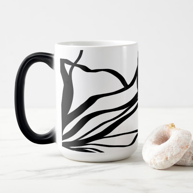 Bouquet Blanc: Abstract White & Black Color Morph Mug (With Donut)