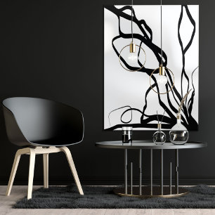 Bouquet Blanc: Abstract White & Black Faux Canvas Print