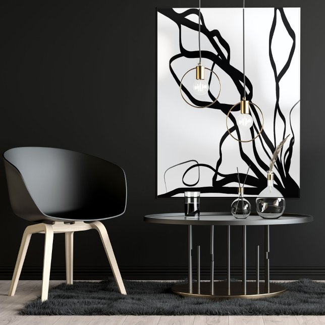 Bouquet Blanc: Abstract White & Black Faux Canvas Print (Creator Uploaded)
