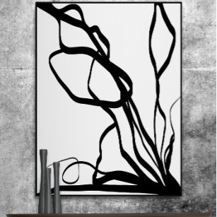 Bouquet Blanc: Abstract White & Black Gallery Wrap