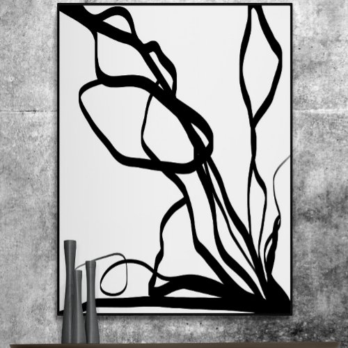 Bouquet Blanc Abstract White  Black Gallery Wrap