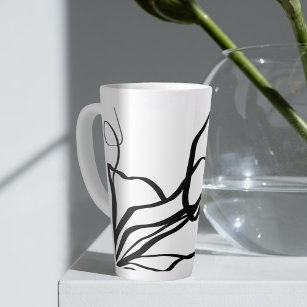 Bouquet Blanc: Abstract White & Black Latte Mug