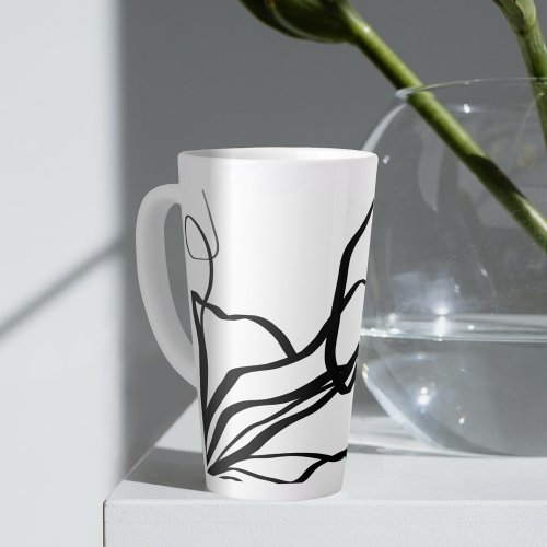 Bouquet Blanc Abstract White  Black Latte Mug