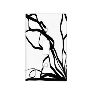 Bouquet Blanc: Abstract White & Black Light Switch Cover