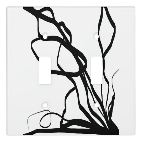 Bouquet Blanc Abstract White  Black Light Switch Cover