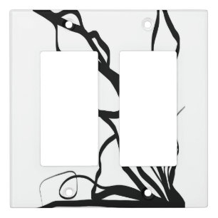 Bouquet Blanc: Abstract White & Black Light Switch Cover