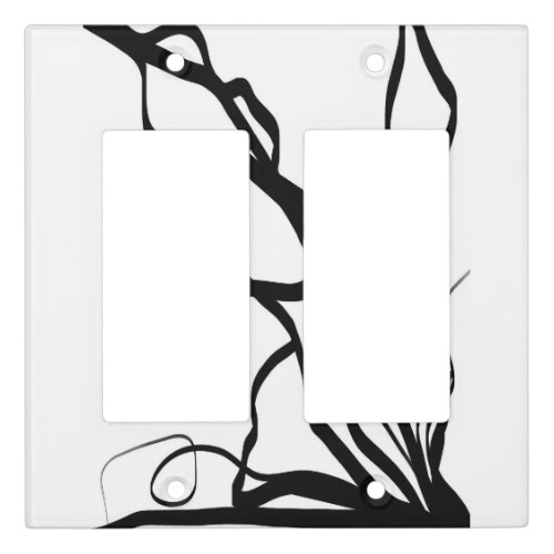 Bouquet Blanc Abstract White  Black Light Switch Cover