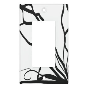 Bouquet Blanc: Abstract White & Black Light Switch Cover