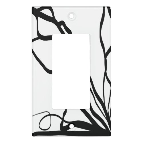 Bouquet Blanc Abstract White  Black Light Switch Cover