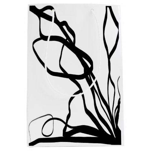 Bouquet Blanc Abstract White  Black Medium Gift Bag