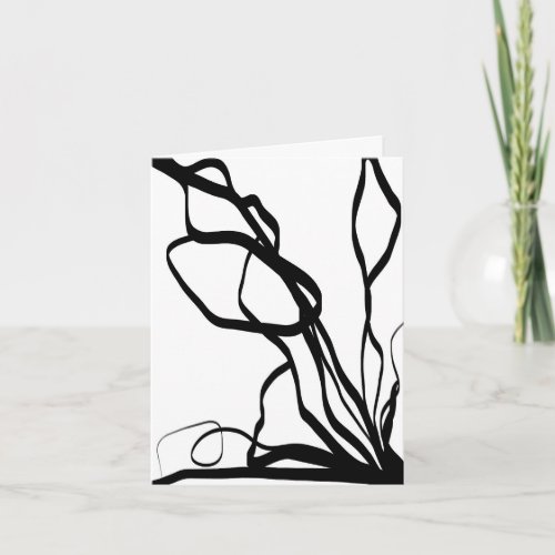 Bouquet Blanc Abstract White  Black Note Card