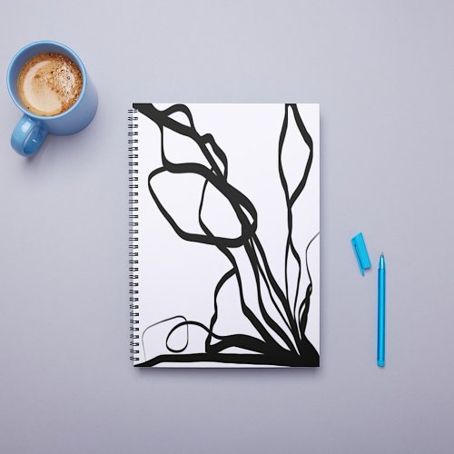 Bouquet Blanc Abstract White  Black Notebook