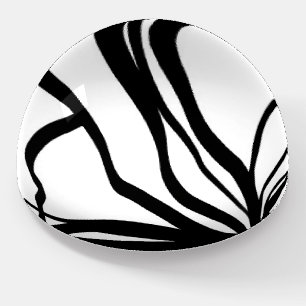 Bouquet Blanc: Abstract White & Black Paperweight