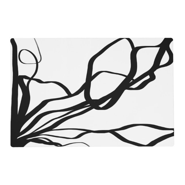 Bouquet Blanc: Abstract White & Black Placemat (Front)