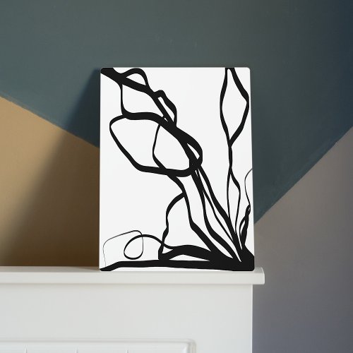 Bouquet Blanc Abstract White  Black Plaque