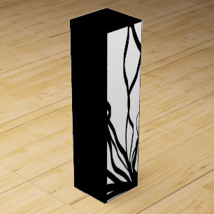 Bouquet Blanc: Abstract White & Black Wine Box