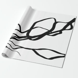 Bouquet Blanc: Abstract White & Black Wrapping Paper